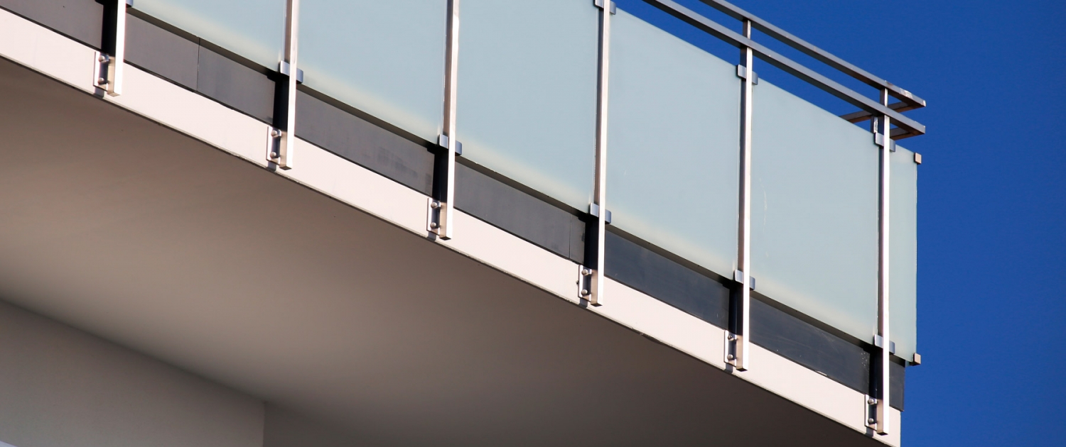 Image showing a balcony railing made of glass and stainless steel